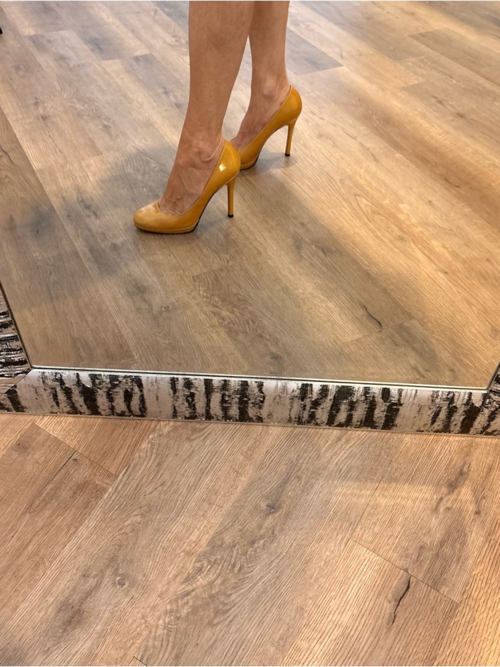 Mustard Yellow Round-Toe Pumps - Picture 2 of 7